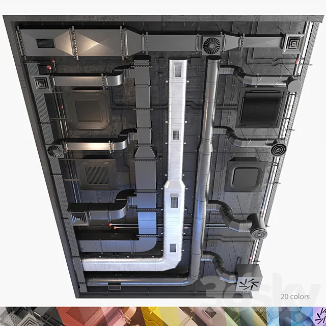 Ventilation system set 02 3DS Max Model