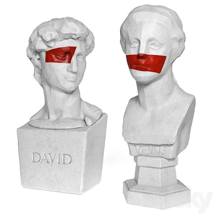 Venus and David edges bust 3DS Max