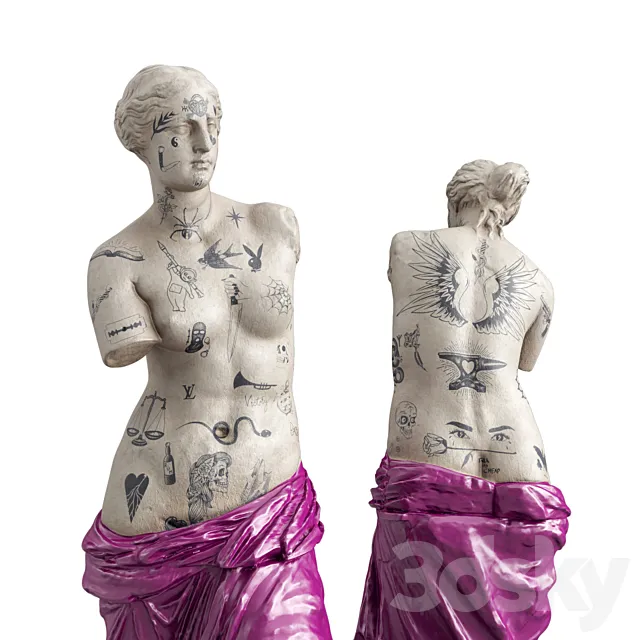 Venus Modern sculpture with tattoo 3ds Max