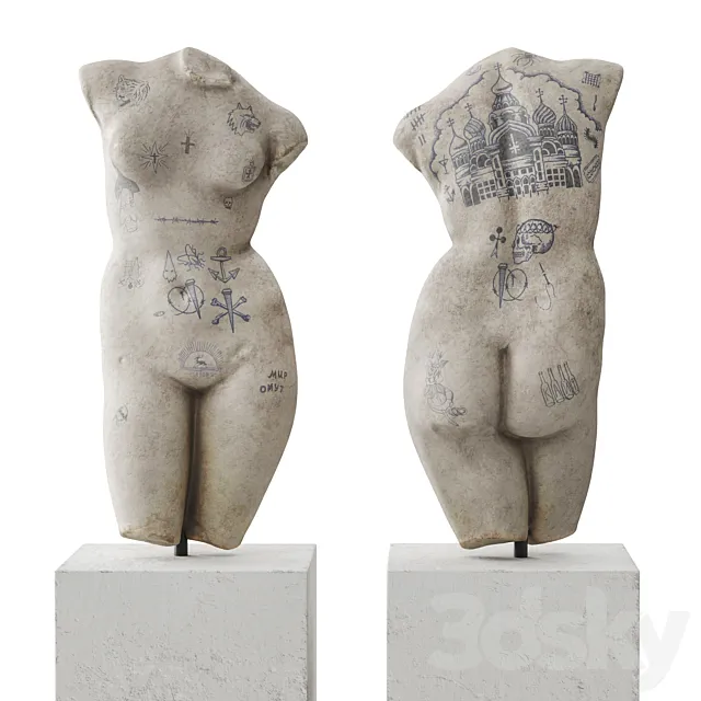 Venus tattoo torso sculpture 3DSMax File