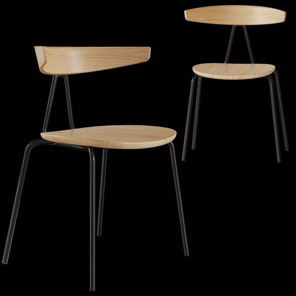 Verges – Chair Compass with metallic legs – stackable 3ds Max