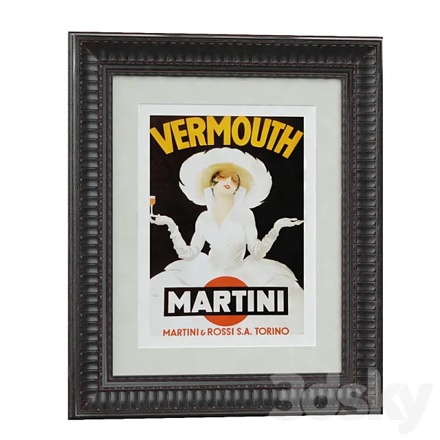 Vermouth Martini (ca. 1918) Framed Print 3DSMax File