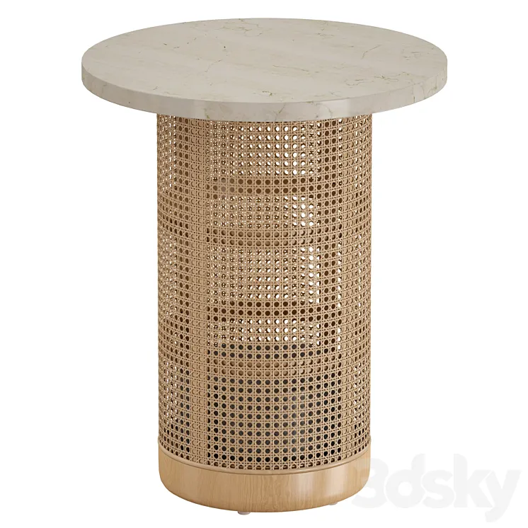 Vernet Travertine Cane End Table (Crate and Barrel) 3DS Max