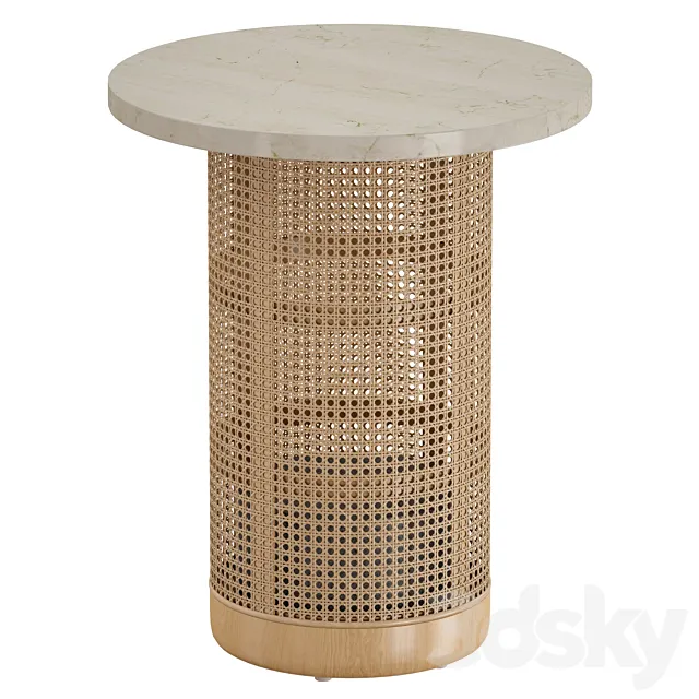 Vernet Travertine Cane End Table (Crate and Barrel) 3DSMax File