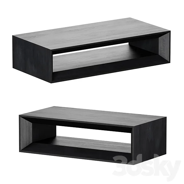 Vernon Large Rectangular Ebonized Pine Wood Coffee Table with Shelf Crate and Barrel 3DS Max Model