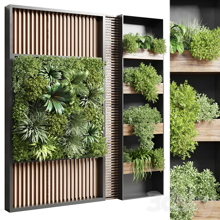 Vertical garden stand 15 – wall decor with shelves for the library and closet or showcase corona 3DS Max Model
