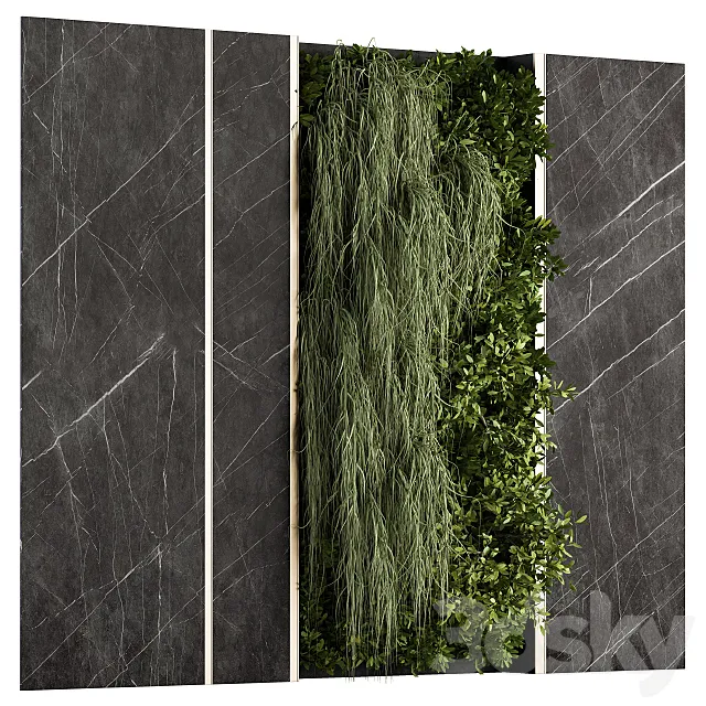 Vertical Garden Stone Wall and Metal Frame – Wall Decor 29 3DS Max Model