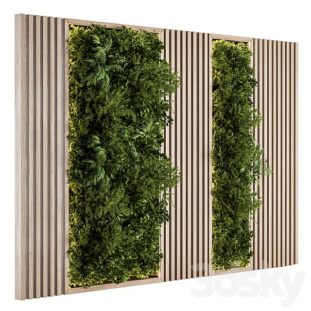 Vertical Garden Wood Frame – Wall Decor 08 3DS Max Model