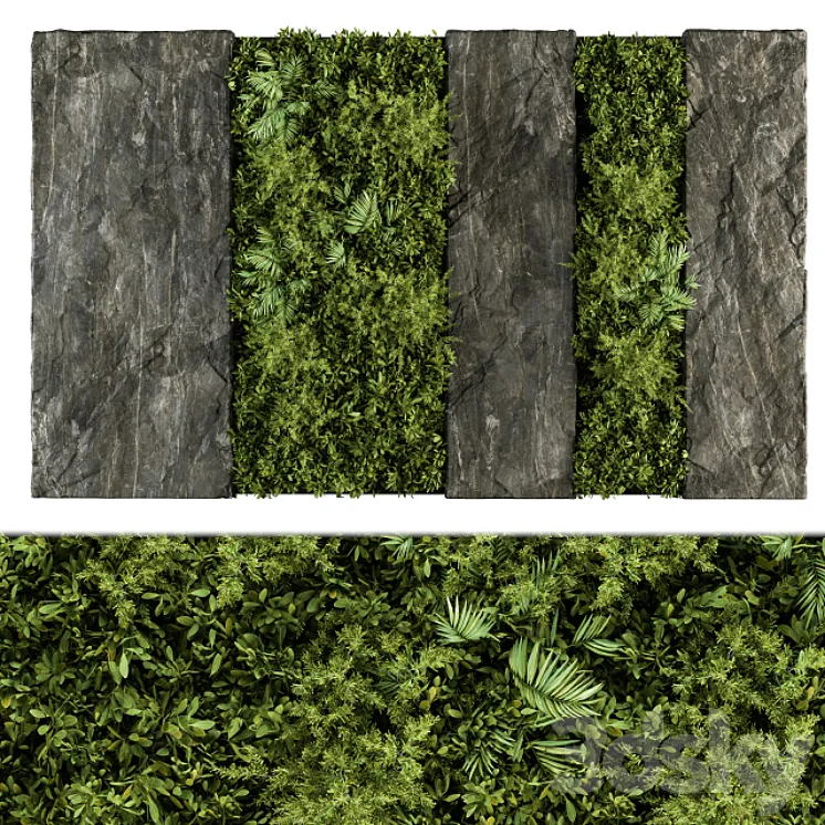 Vertical Garden Wood Frame – Wall Decor 26 3DS Max