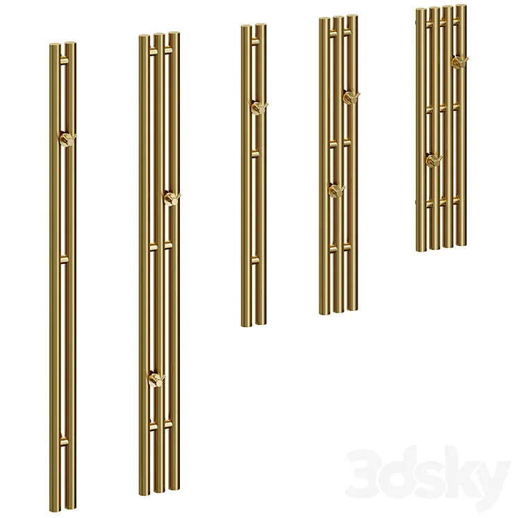 Vertical narrow heated towel rails. 5 items 3DS Max Model