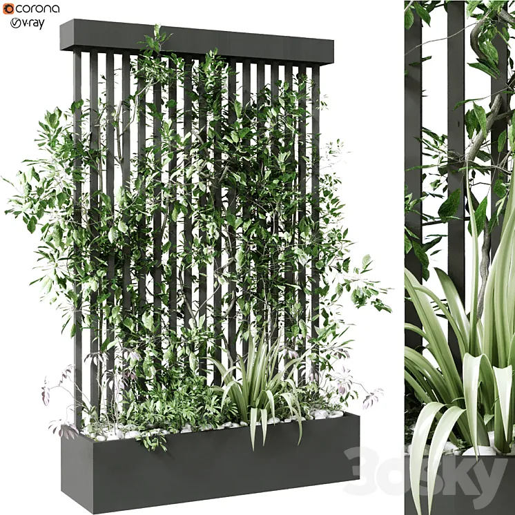 vertical plant in box set 124 3DS Max Model