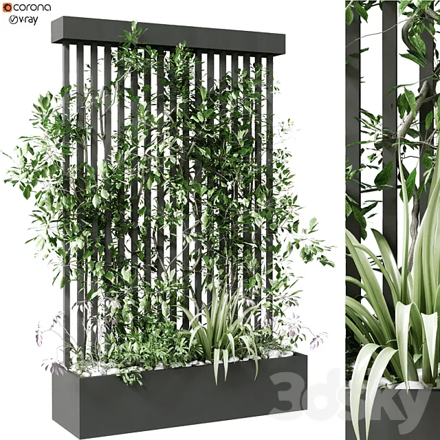 vertical plant in box set 124 3DSMax File