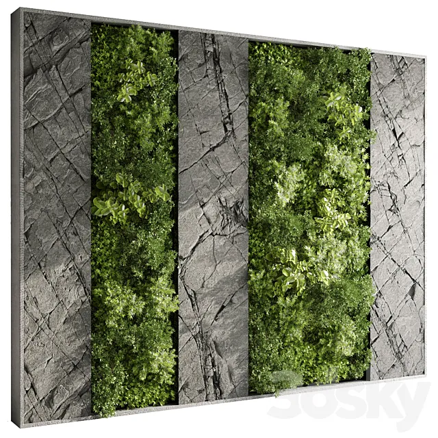 Vertical Wall Garden With Rock frame – 27 3DS Max Model