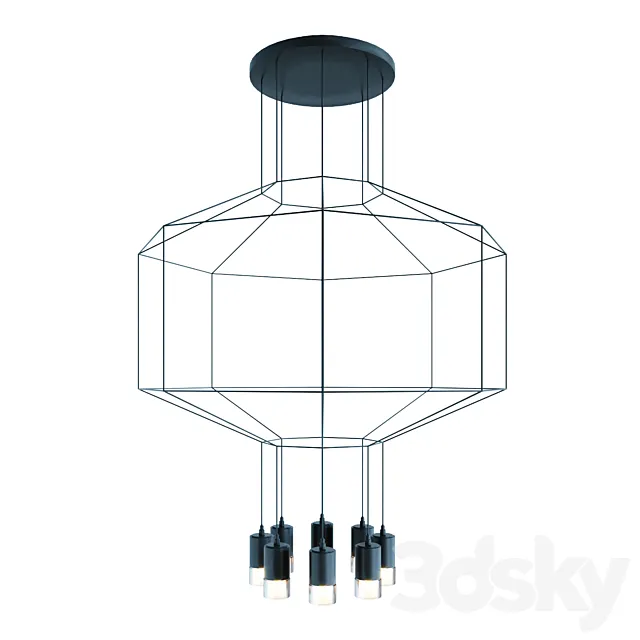 Vibia wireflow 0299 octagonal square pendan light 3ds Max