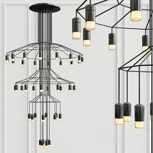 Vibia Wireflow Chandelier 0378 LED Suspension 42 lamp 3DSMax File