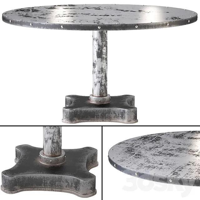 Victor solid industrial metals and iron dining table 3DS Max Model