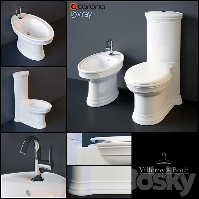 Villeroy & Boch (Amadea) floor WC and bidet 3ds Max