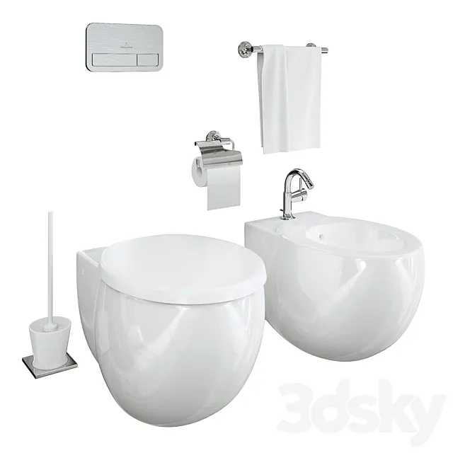 Villeroy & Boch Aveo toilet ans bidet 3ds Max