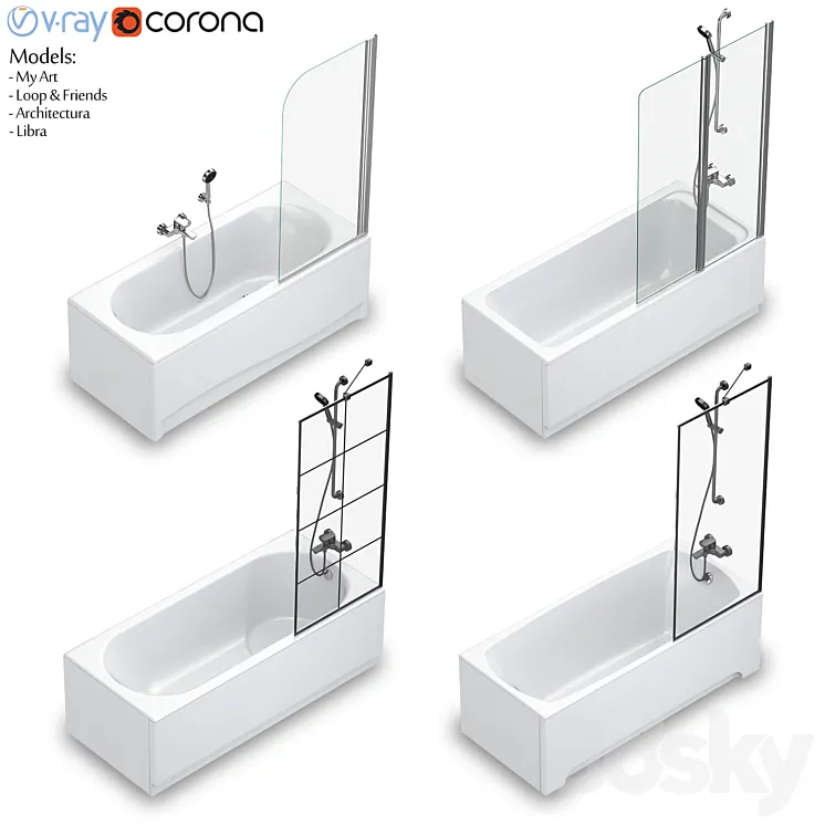 Villeroy & Boch set 58 rectangular bathtub set (Loop & Friends Architectura My Art Libra) 3DS Max