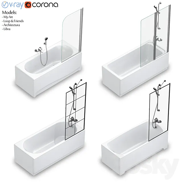 Villeroy & Boch set 58 rectangular bathtub set (Loop & Friends. Architectura. My Art. Libra) 3DSMax File
