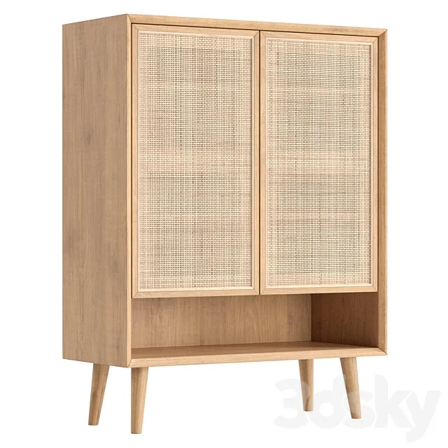 Villey Japandi Natural Shoe Storage Cabinet Rattan 3ds Max