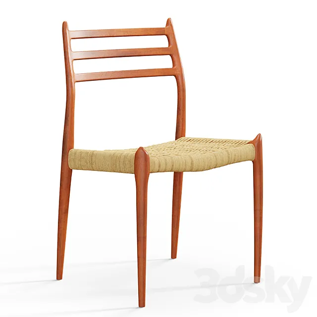 Vintage 78 chair in teak and paper cord by Niels Otto Moller 3ds Max