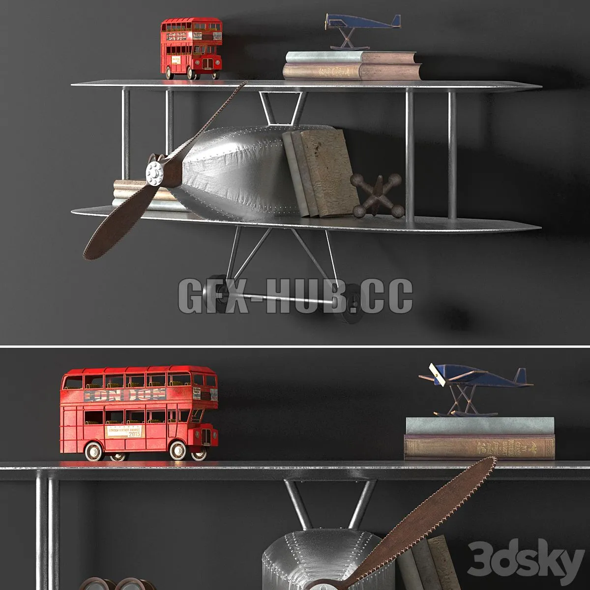 VINTAGE AIRPLANE METAL SHELF 3dsMax Model