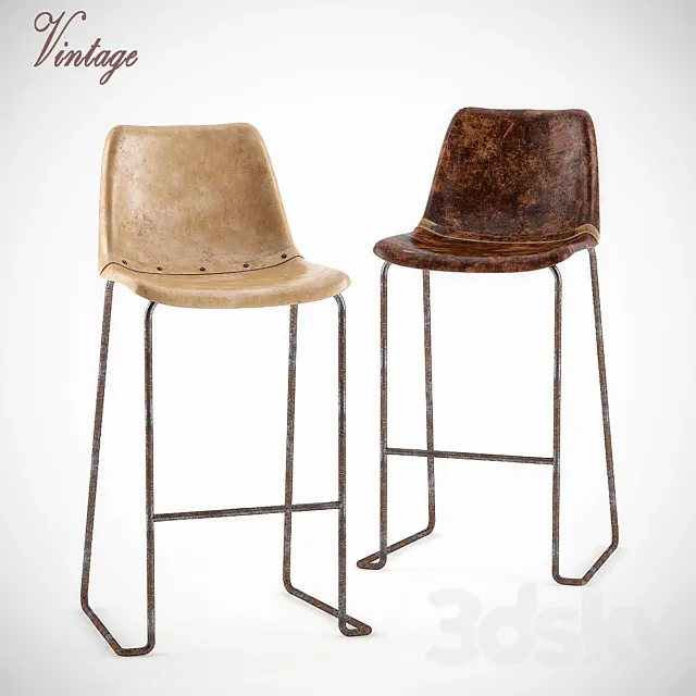 VINTAGE BAR CHAIR _ Vintage bar stool 3DS Max Model