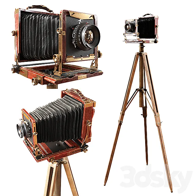 Vintage camera on a tripod 3DS Max Model