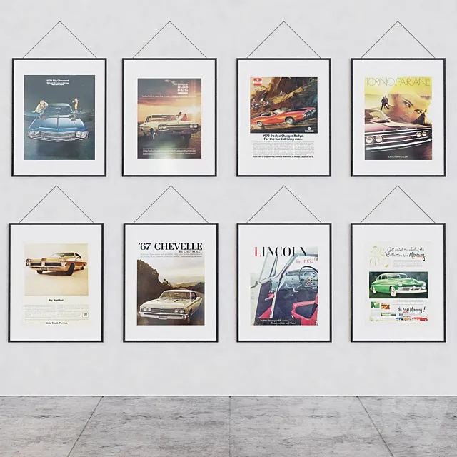 Vintage car posters 3ds Max