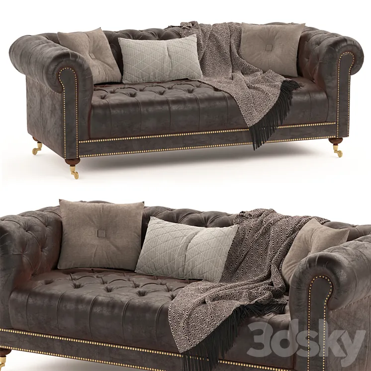 Vintage Chesterfield brown leather 3DS Max