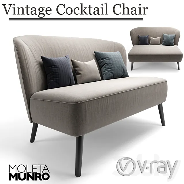 Vintage Cocktail Sofa With Pillow 3DSMax File