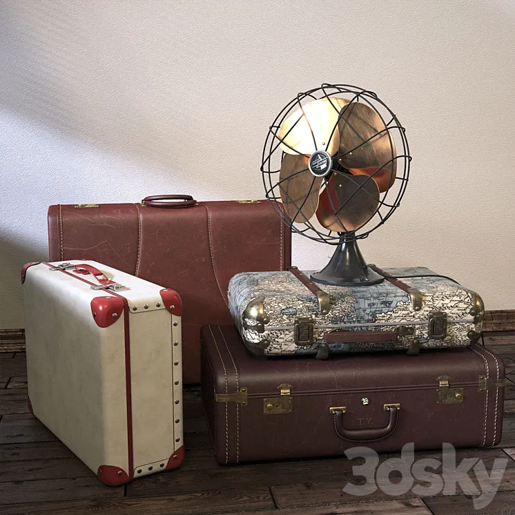 Vintage Fan & Suitcases 3DS Max
