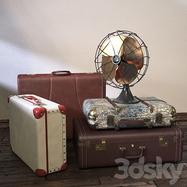 Vintage Fan & Suitcases 3DSMax File