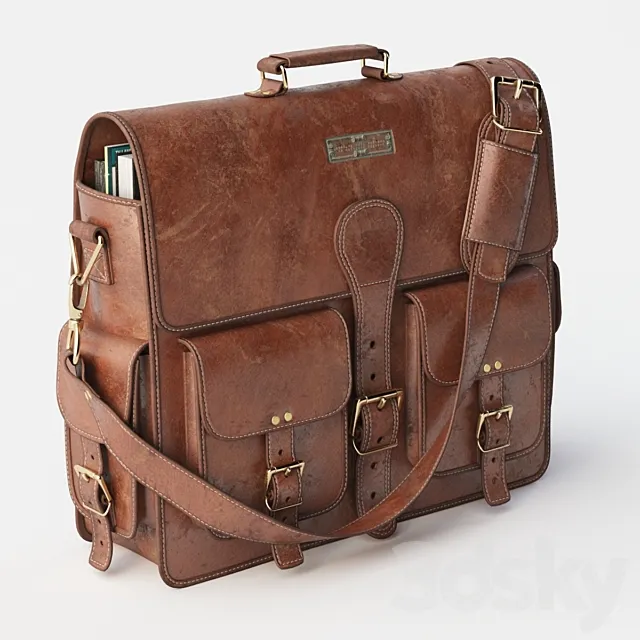 Vintage Handmade Leather Messenger Bag 3ds Max
