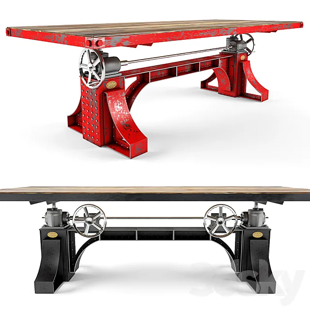 Vintage Industrial Bronx Crank Table 3DS Max Model