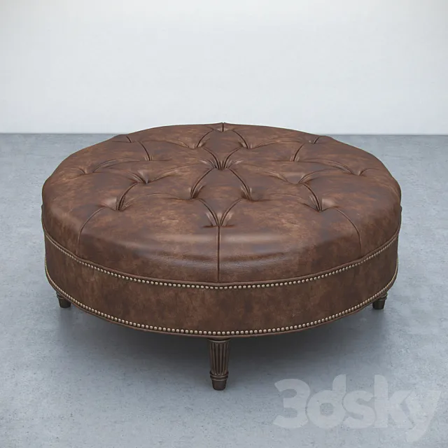 Vintage Large Round Ottoman 3DSMax File