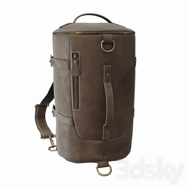 Vintage Leather Travel Backpack 3ds Max