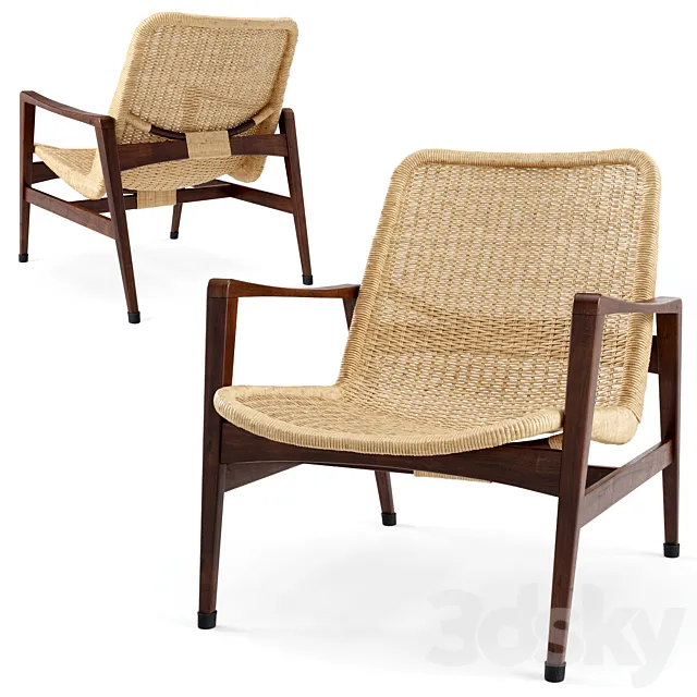 Vintage Lounge Chair Manufactured by Yamakawa Rattan 3DS Max Model