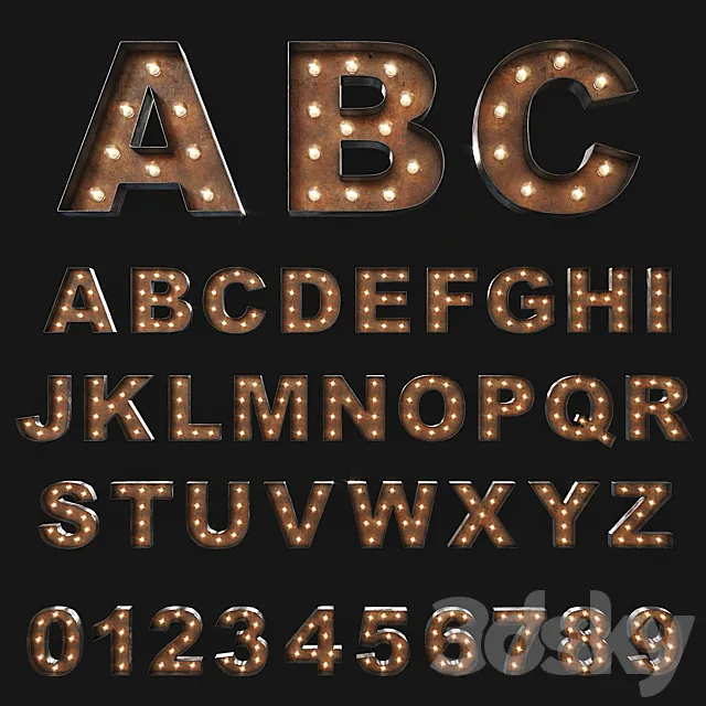 Vintage Marquee Letters _ Illuminated letters 3DSMax File