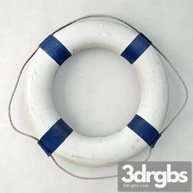 Vintage nautical navy blue & white life preserver