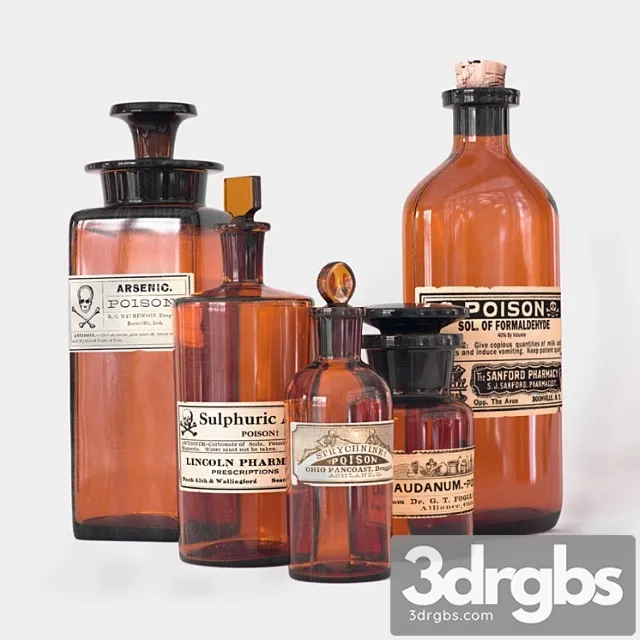Vintage Poison Bottles 3dsmax Download