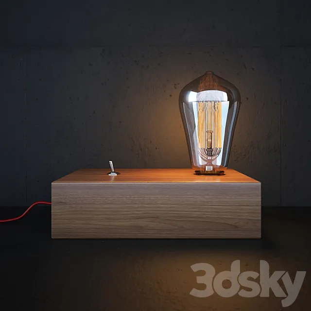 Vintage Retro Edison Wooden shade 3DS Max Model