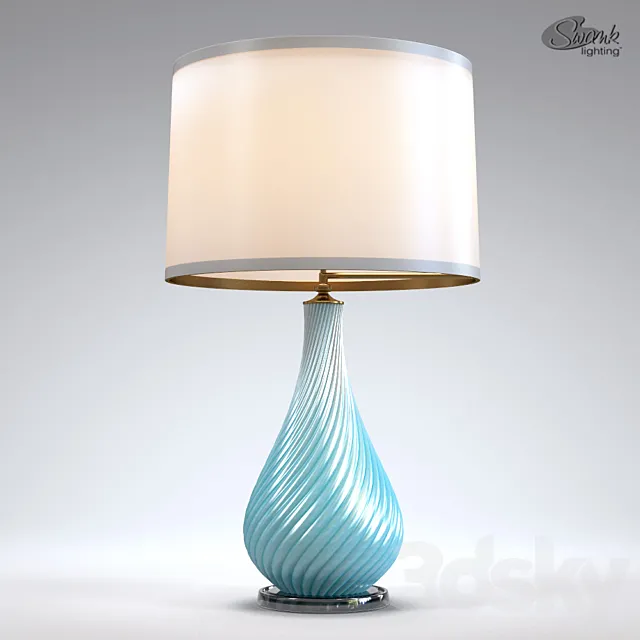 Vintage Robins Egg Blue Murano Lamps by Seguso 3DS Max Model