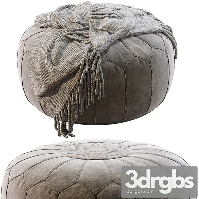 Vintage round moroccan pouf hand tooled in marrakech 2 3dsmax Download