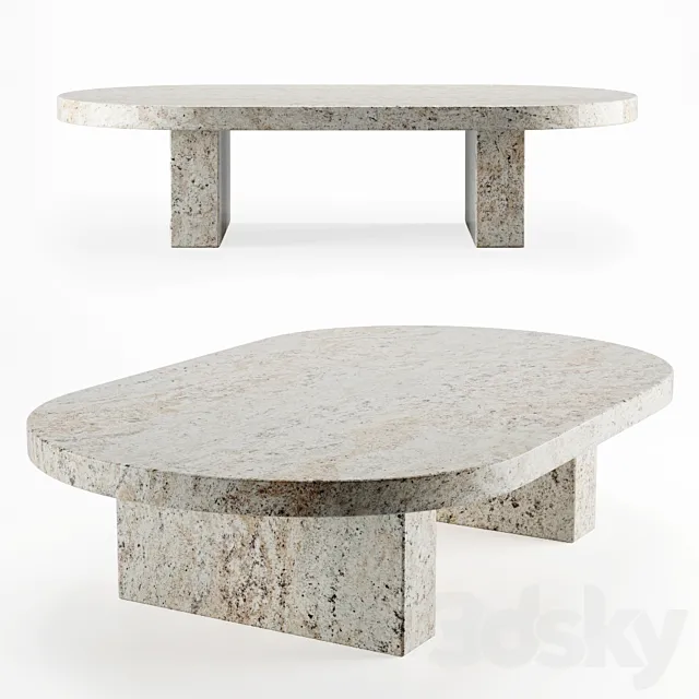 Vintage travertine oval coffee table 3ds Max