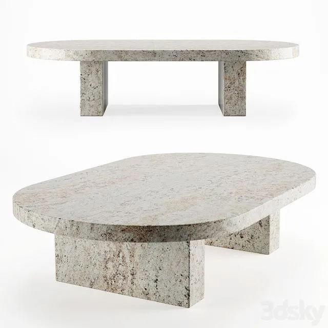 Vintage travertine oval coffee table 3dsMax Model