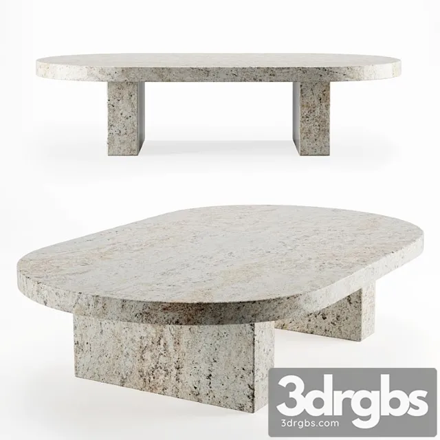 Vintage travertine oval coffee table