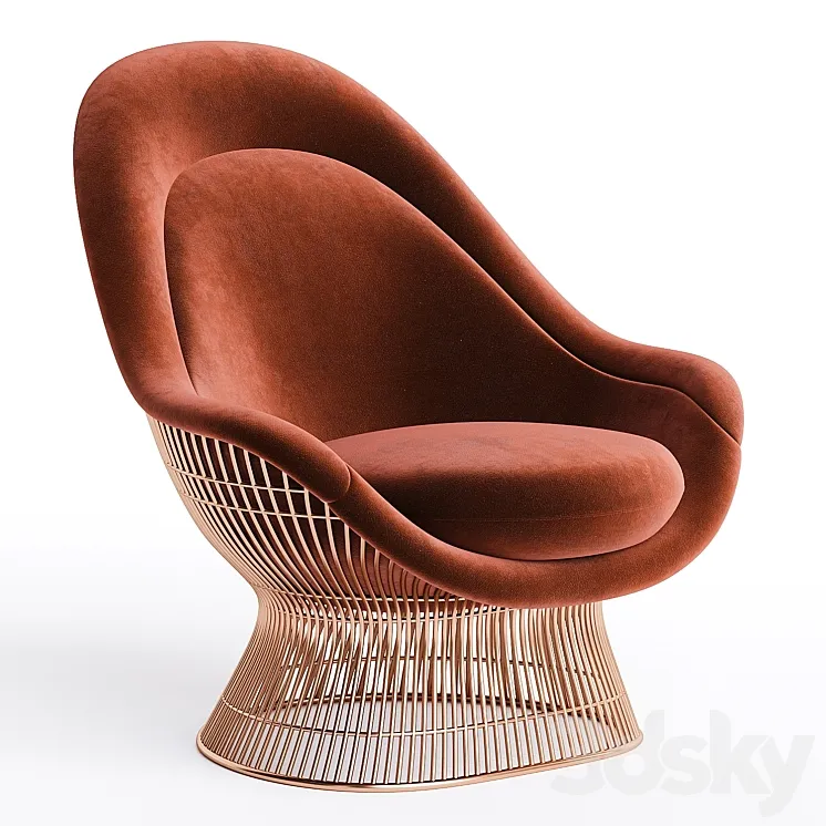 Vintage Warren Platner Knoll Easy Chair Ottoman 3DS Max