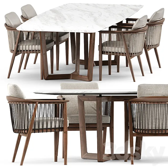 VIOLA CHAIR and BOLERO RAVEL TABLE by Poltrona Frau 3ds Max